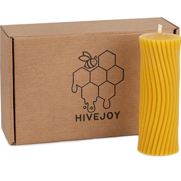 NIB New Lot Two (2) Hive Joy 100% Organic Honey Beeswax Twisted Pillar Candles - Picture 7 of 12